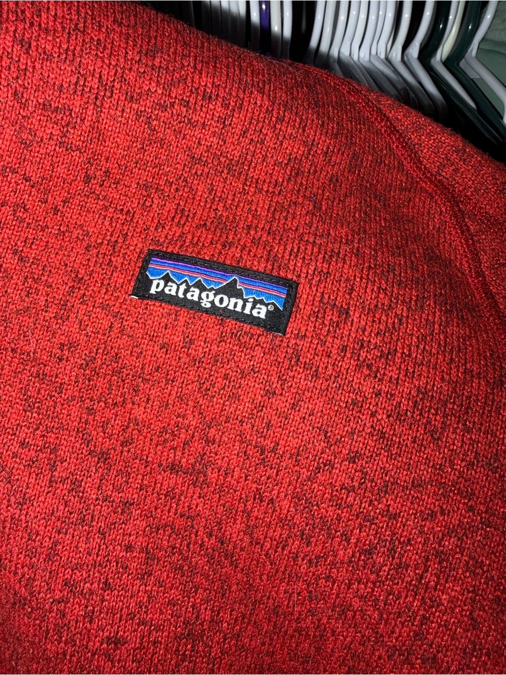 Patagonia Deep Red Fleece Jacket with Logo Patch